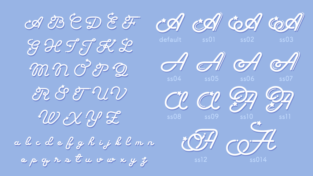 Fancy Star Scriptの収録文字全体サンプル