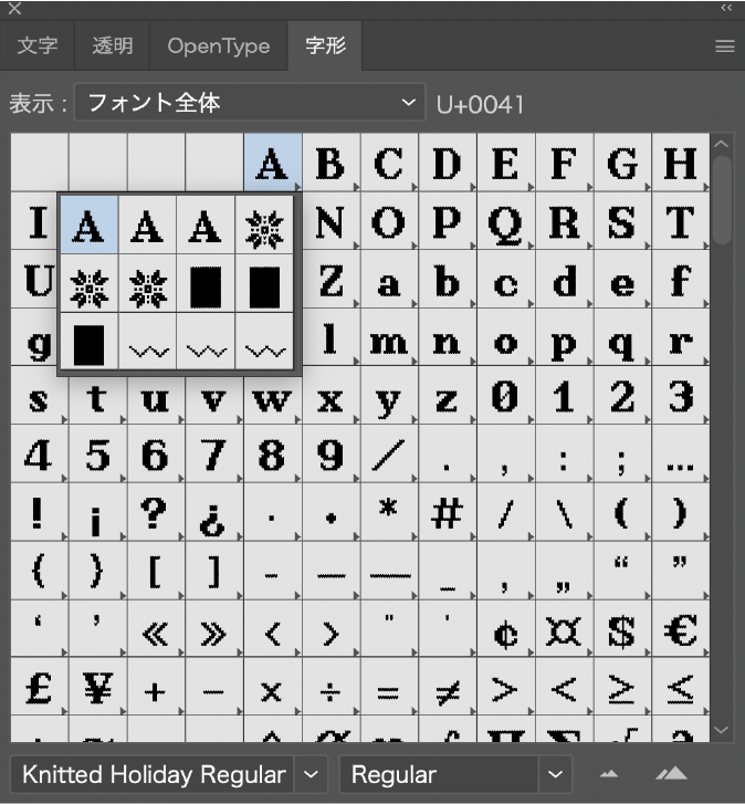 字形パネル