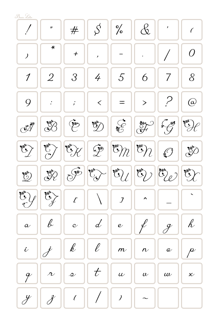 基本字形(Rosarium White)