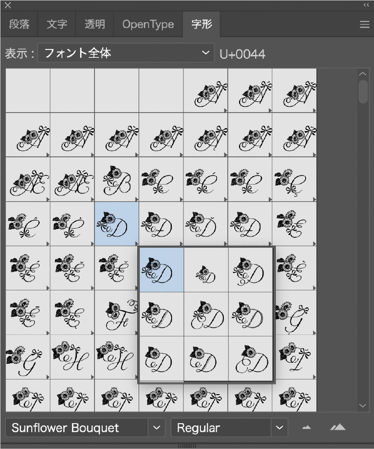字形パネル（Sunflower Bouquet）