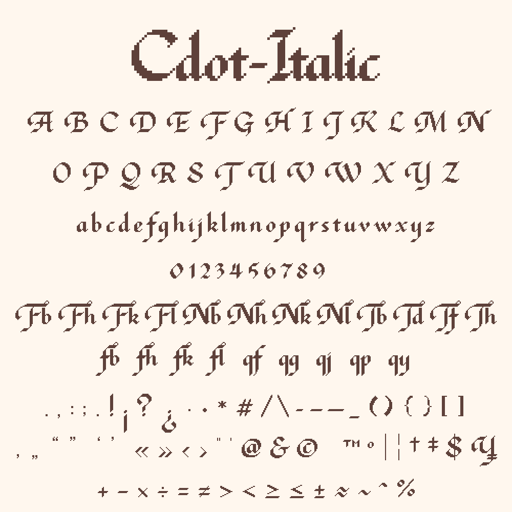 収録文字（Cdot Italic）