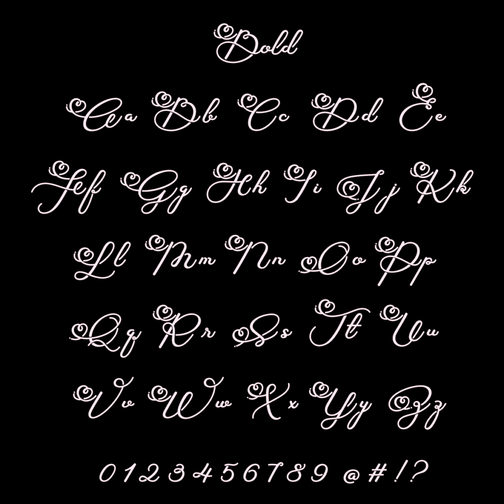 基本字形(Emotional Heart Script - Bold)