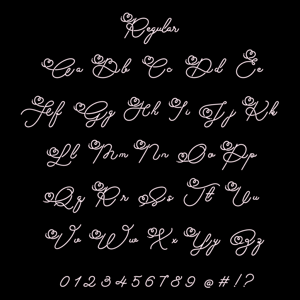 基本字形(Emotional Heart Script - Regular)