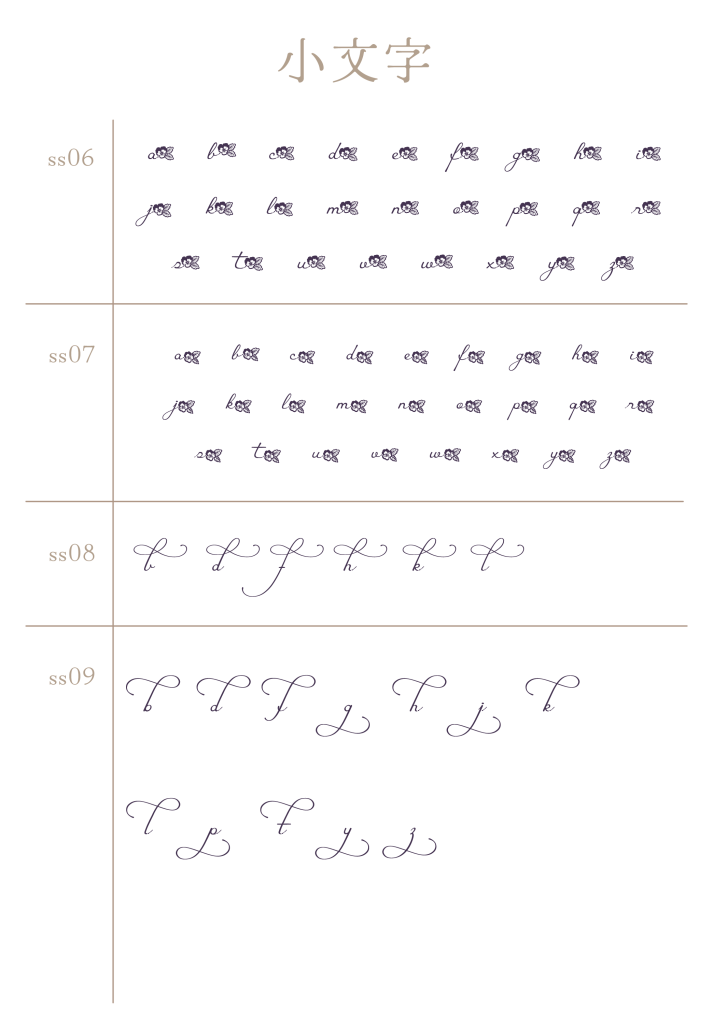 小文字ss06〜ss09（Viola Script）