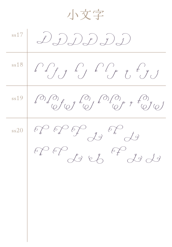 小文字ss17〜ss20（Viola Script）