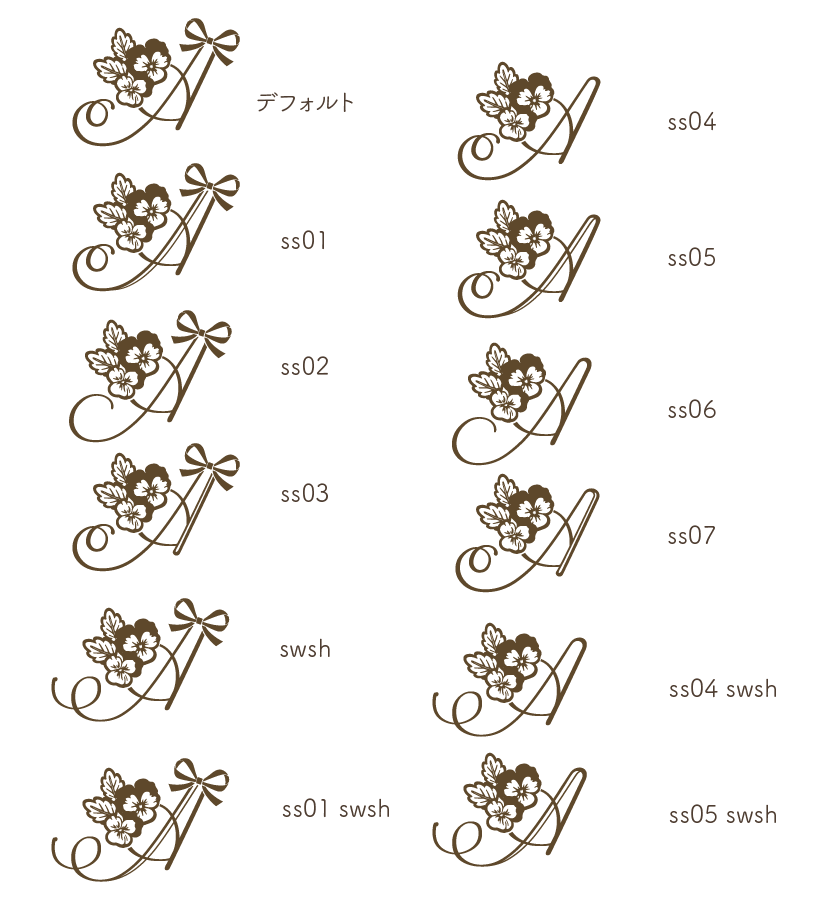 大文字異体字サンプル（Viola Script）