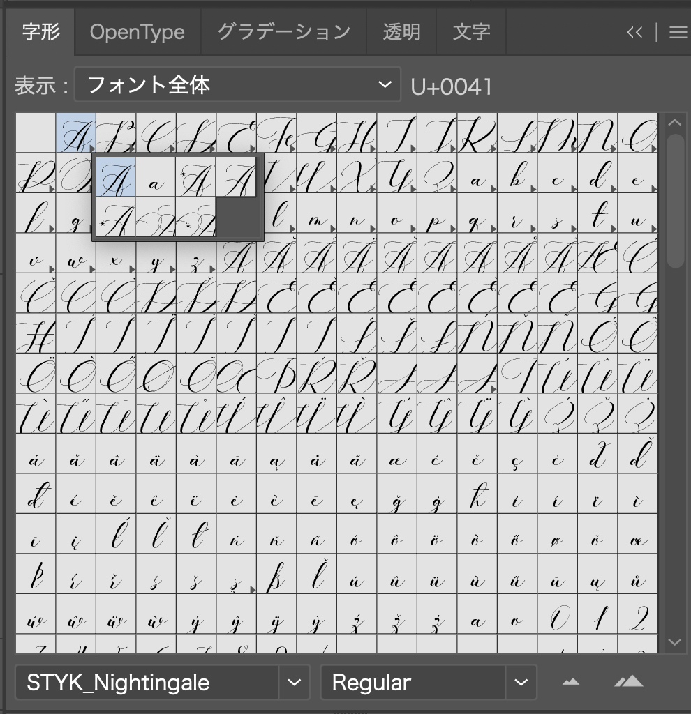 字形パネル（Nightingale）